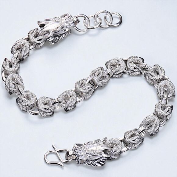 Dragon Scale Byzantine faucet dragon 925 Sterling Silver bracelet 8inches Heavy - Picture 1 of 8